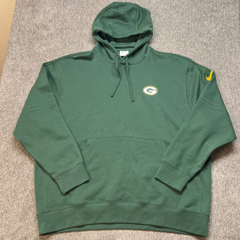 Nike NFL Green Bay Packers Hoodie Mens XXL Green Fleece Pullover Sweatshirt